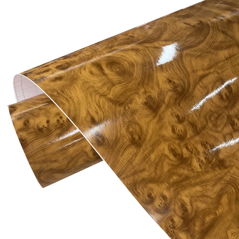 Premium Gloss Knotty Maple Wood Grain Vinyl Wrap Roll DIY selbstklebende Aufkleber Automotive Car Wrapping Folie mit Air Release