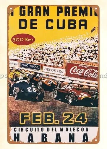 1957 Grand Prix Cuba transportation car racing metal tin sign metal  the wall