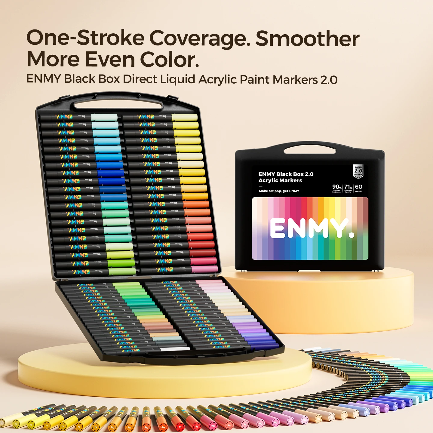 ENMY Acrylic Markers Upgraded 2.0 Uniform & Smooth Strong Coverage Soft Tip Direct-Liquid Quick-Drying Pigments for Art Graffiti