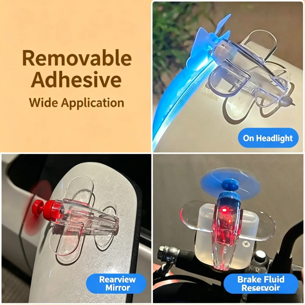 Wind Powered Colorful Led Glowing Airplane Ornament for Car Motorcycle E-Bike Luminous Dashboard Decor Car Interior Accessories