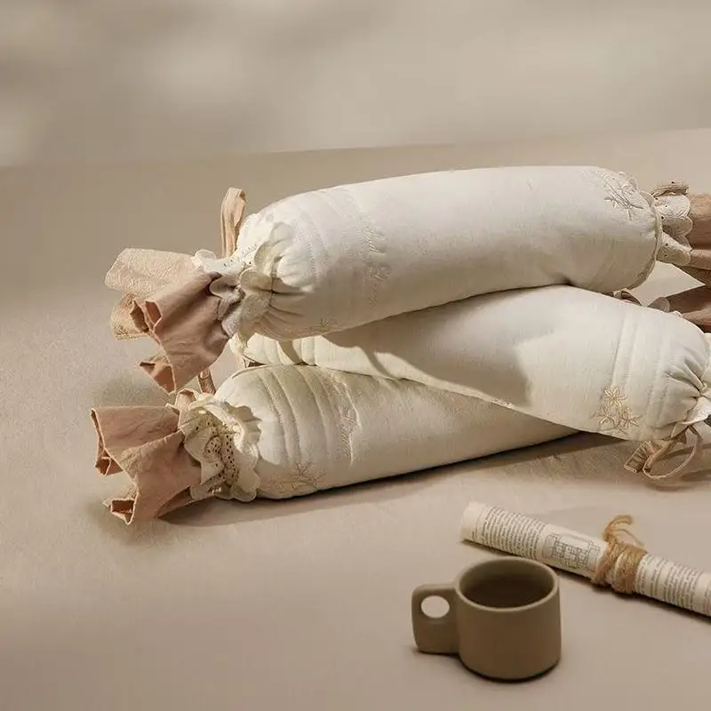 Cotton And Linen Buckwheat Hull Candy Pillow Cylindrical Buckwheat Pillow Herbal Traction Cervical Spine Pillow Core
