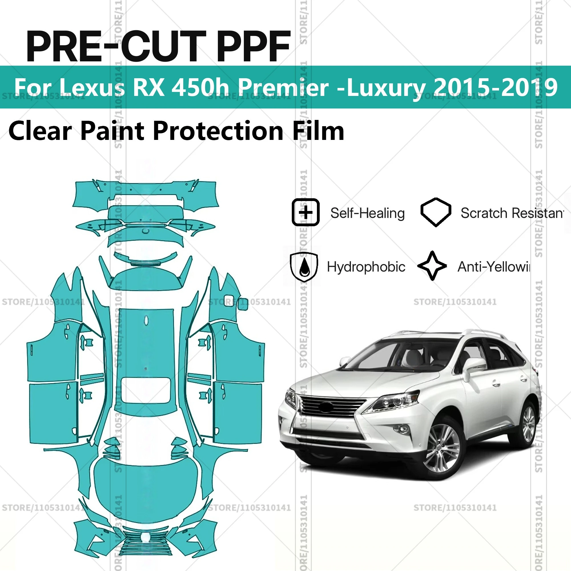 For Lexus RX 450h Premier -Luxury 2015-2019 Pre-Cut Paint Protection Film PPF Transparent Car Film Automotive PPF Full Vehicle