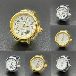 Kiss Jewelry Simple Quartz Watch Rings Gold Silver Color Punk Creative Clock Dial Women Men Couples Elastic Strap Finger Ring