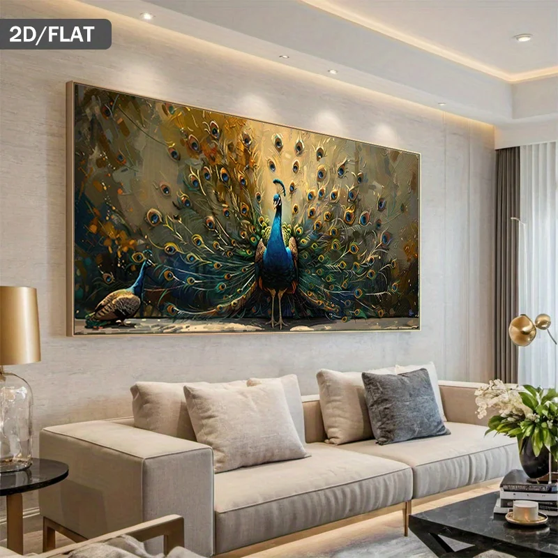 1pc Modern Abstract Canvas Prints Peacock Feathers Poster Painting Wall Art for Living Room Bedroom Frameless Animals Home Decor