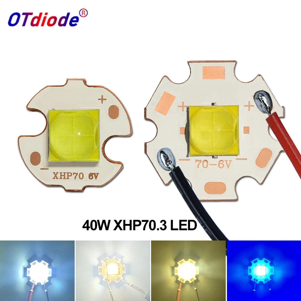 XHP70.3 LED Chip 40W DC3V6V12V XHP7070 High Power Bead Diodes Cold White With Wire For DIY Flashlight Parts Bicycle Car HeadLamp