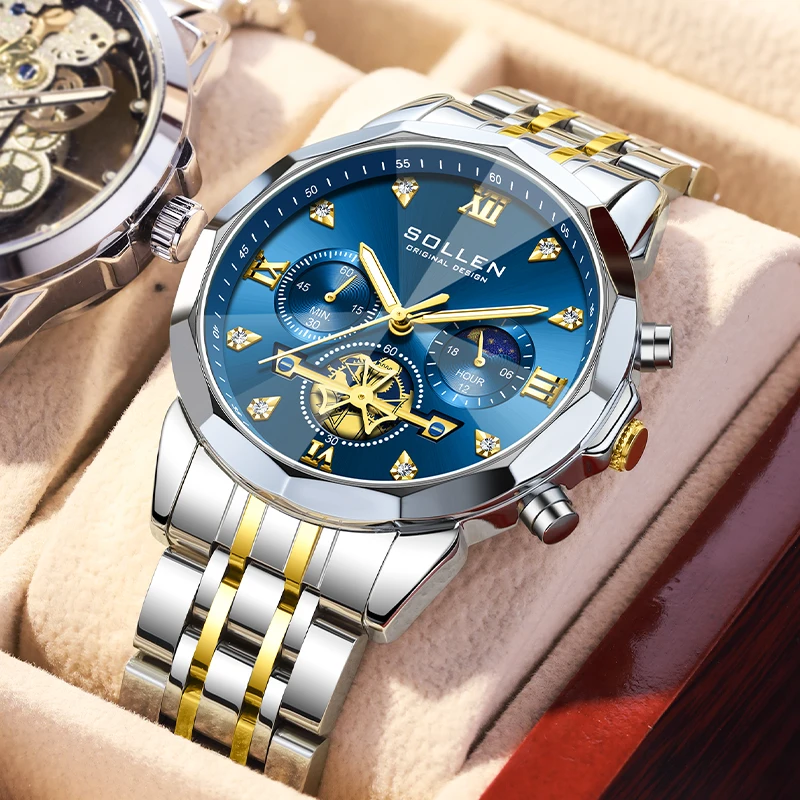 Orologio da uomo retrò di lusso Orologi impermeabili alla moda per uomo Orologi da polso al quarzo Quadrante verde Cinturino in acciaio inossidabile Reloj Mujer