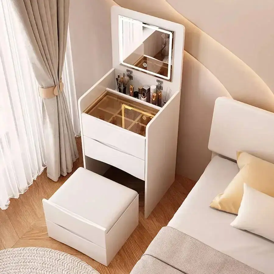 Penteadeira de madeira branca espelho vaidade gaveta tipo maquiagem vaidade nightstands menina comoda pra quarto móveis do quarto mq50dt