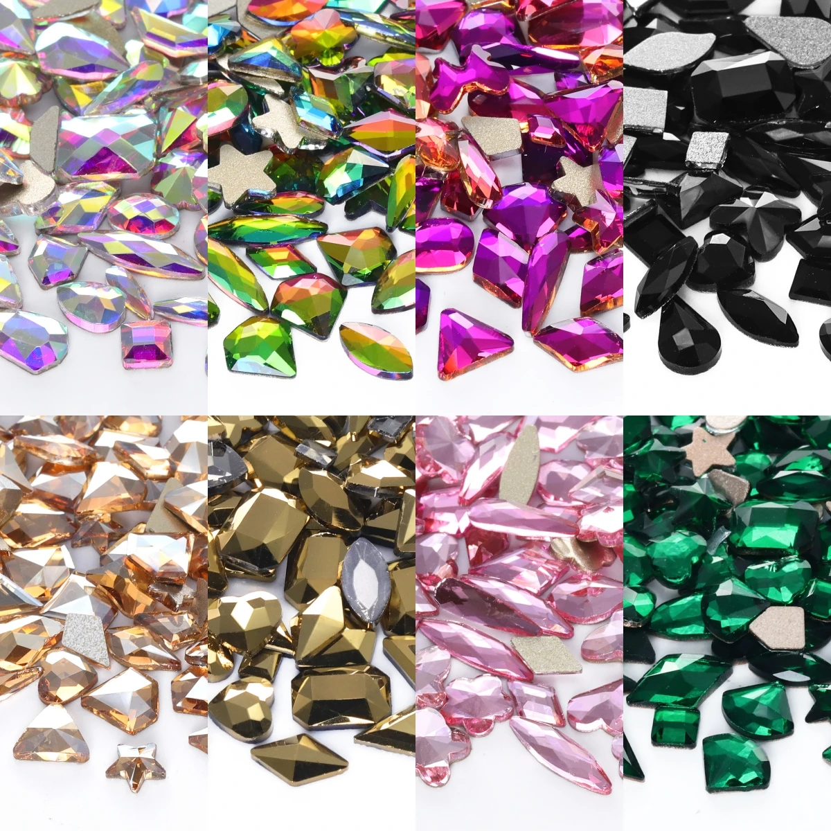Heißer Verkauf Gemischte Formen Strass Schmuck Luxus Glänzenden Diamant Für Nail art Dekorationen DIY Glas Kristall Flatback Glitter