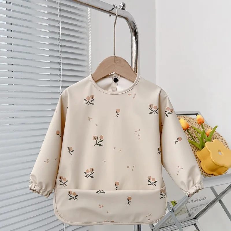 Baby Waterproof Bibs Long Sleeve Apron Cartoon Animals Children Feeding Smock Sleeveless BibToddler Baberos Bavoir