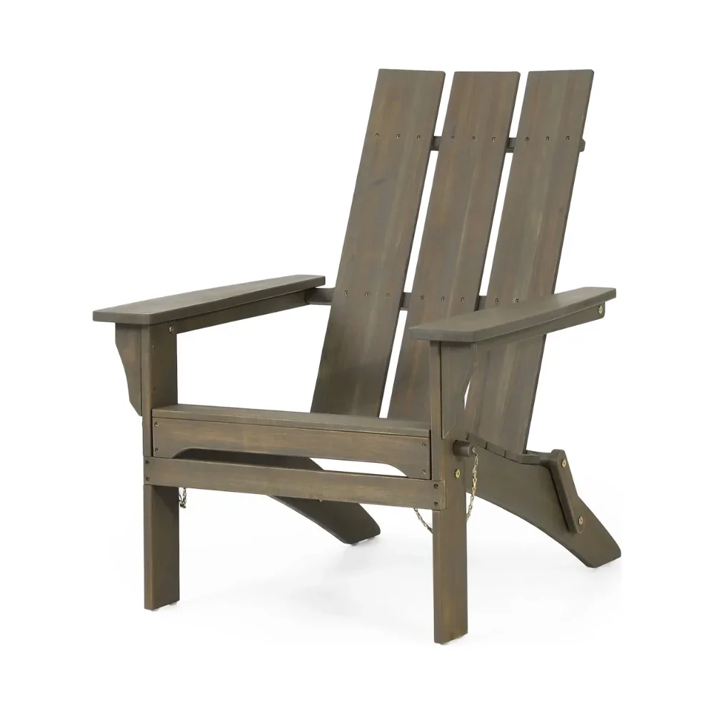 

Acacia Wood Outdoor Foldable Adirondack Chair, Gray