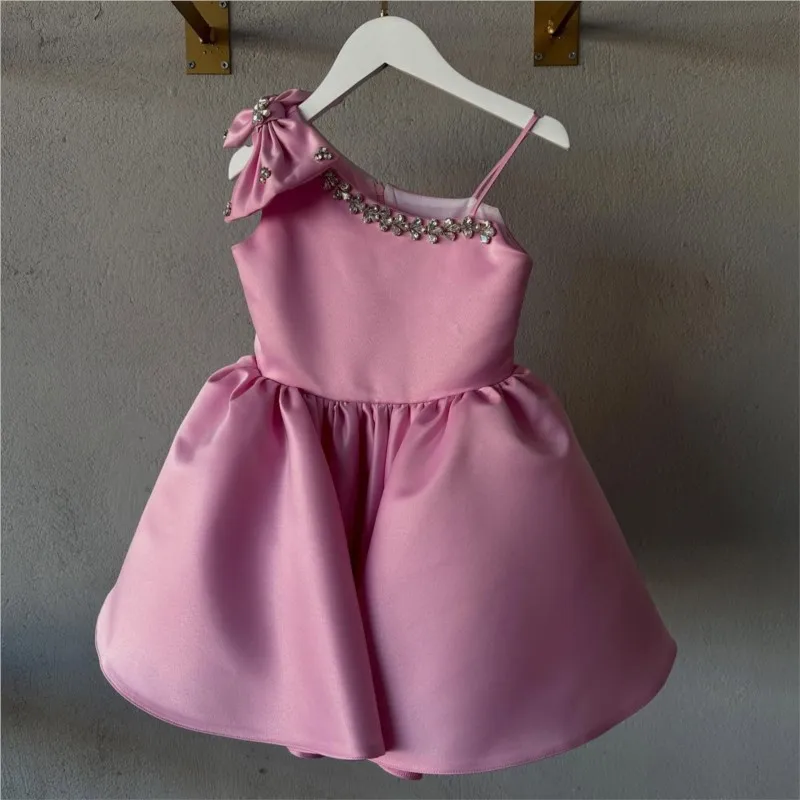 Baby Girl Princess Beading Tutu Dress Off Shoulder Toddler Child Bow Vestido Xmas Birthday Party Pageant Baby Clothes 1-14Y