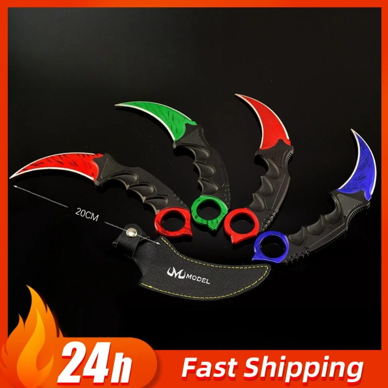 20cm/7.87in GO Game Peripheral Claw knife Unsharpene Weapons Model Crimson Web karamabit Desktop Ornaments Crafts Boy Toys Gifts