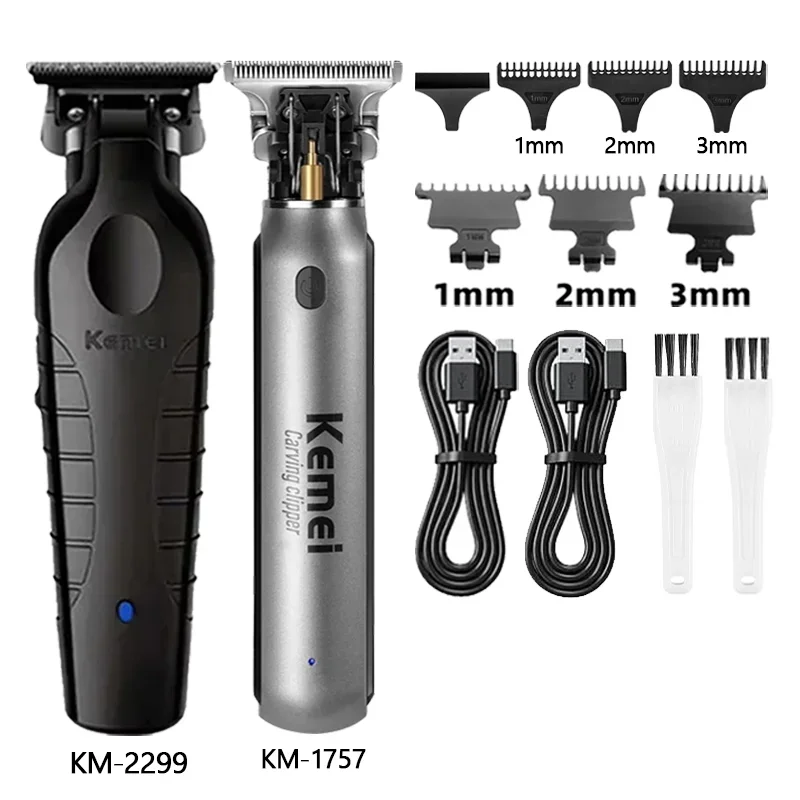 Kemei Hair Clipper USB Charging Zero-cut Blade Cordless Hair Trimmer Hollow Head Barber Hair Cut Machine KM-2299 KM-1757 KM-2024