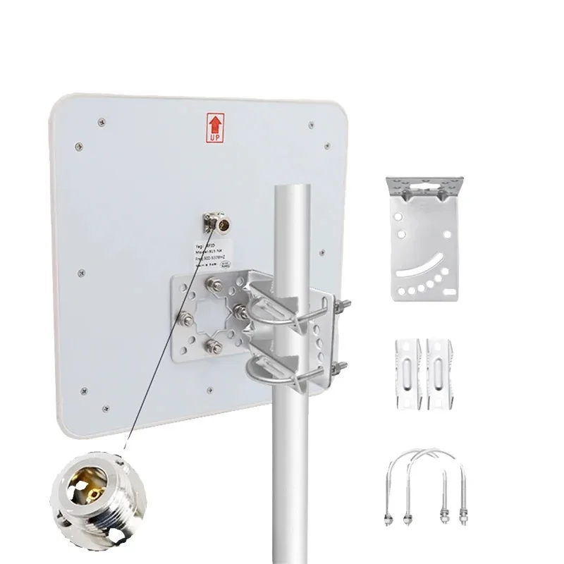868MHZ RFID Flat Antenna Metal Bracket Outdoor Waterproof High Gain 9dBi IoT Ultra High Frequency Directional N Female