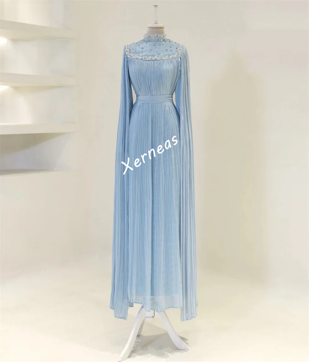 تخصيص الديكور الطية عالية الياقة ألف خط فساتين طويلة مناسبة مخصصة المرأة مساء أنيق حفل زفاف بريق