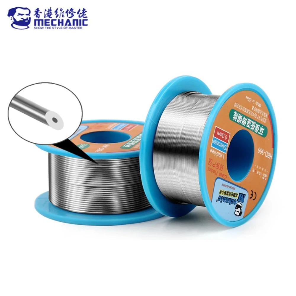 

MECHANIC HBD-366 210℃ Lead Free Low Temperature Degree Melting Point Soldering Wire 0.6 0.8 0.5 0.4 0.3mm for BGA Solder Wire