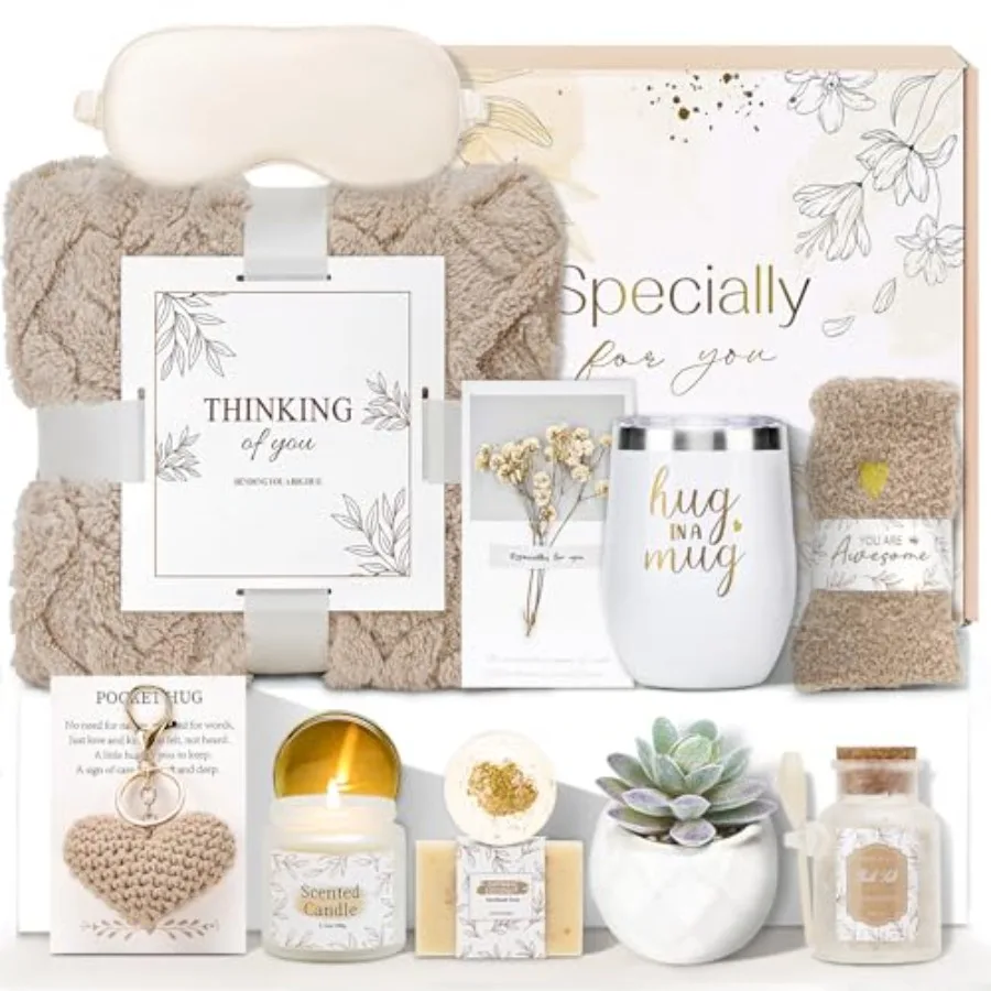 

Get Well Gifts for Women Self Care Gifts Basket - Relaxing Spa Care Package After Surgery Mothers Day gifts - Feel Better Sympa