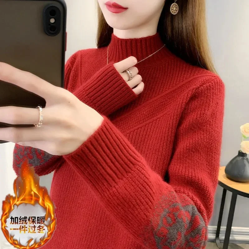 

Sweater Women 2026 Autumn Winter New Style Pullover Coat Thicken Loose Bottoming Shirt Ladies Knitting Undershirts Female Top