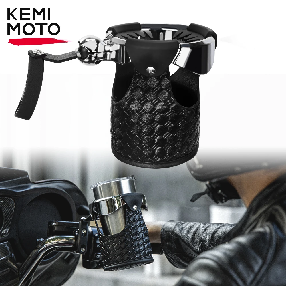 KEMIMOTO Motorcycle Cup Holder Handlebar Drink Holder for Dyna Softail Touring Goldwing GL1800 GL1500 VTX Shadow Vstar Vulcan