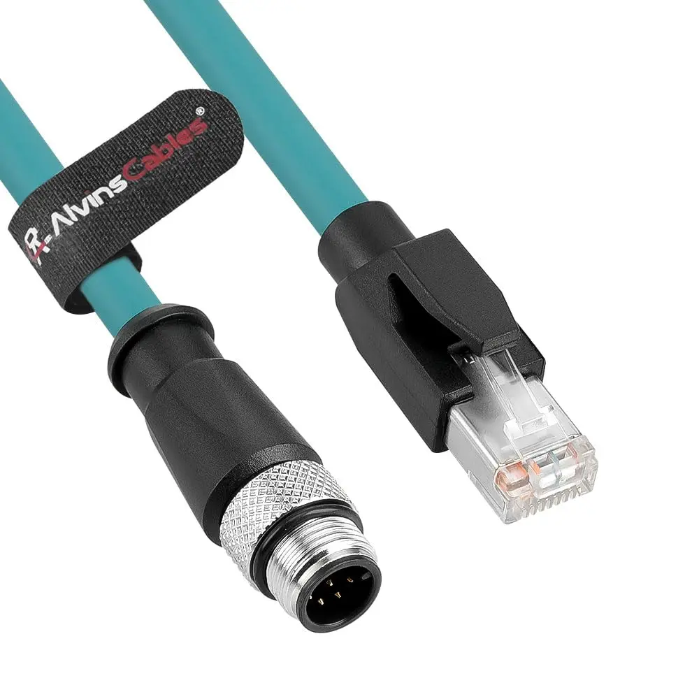 Alvin's Cables M12 A-Code 8 Pin Male to RJ45 Cat6a Ethernet Cable Shielded for Industrial Automation Network 10M/32.8ft Green
