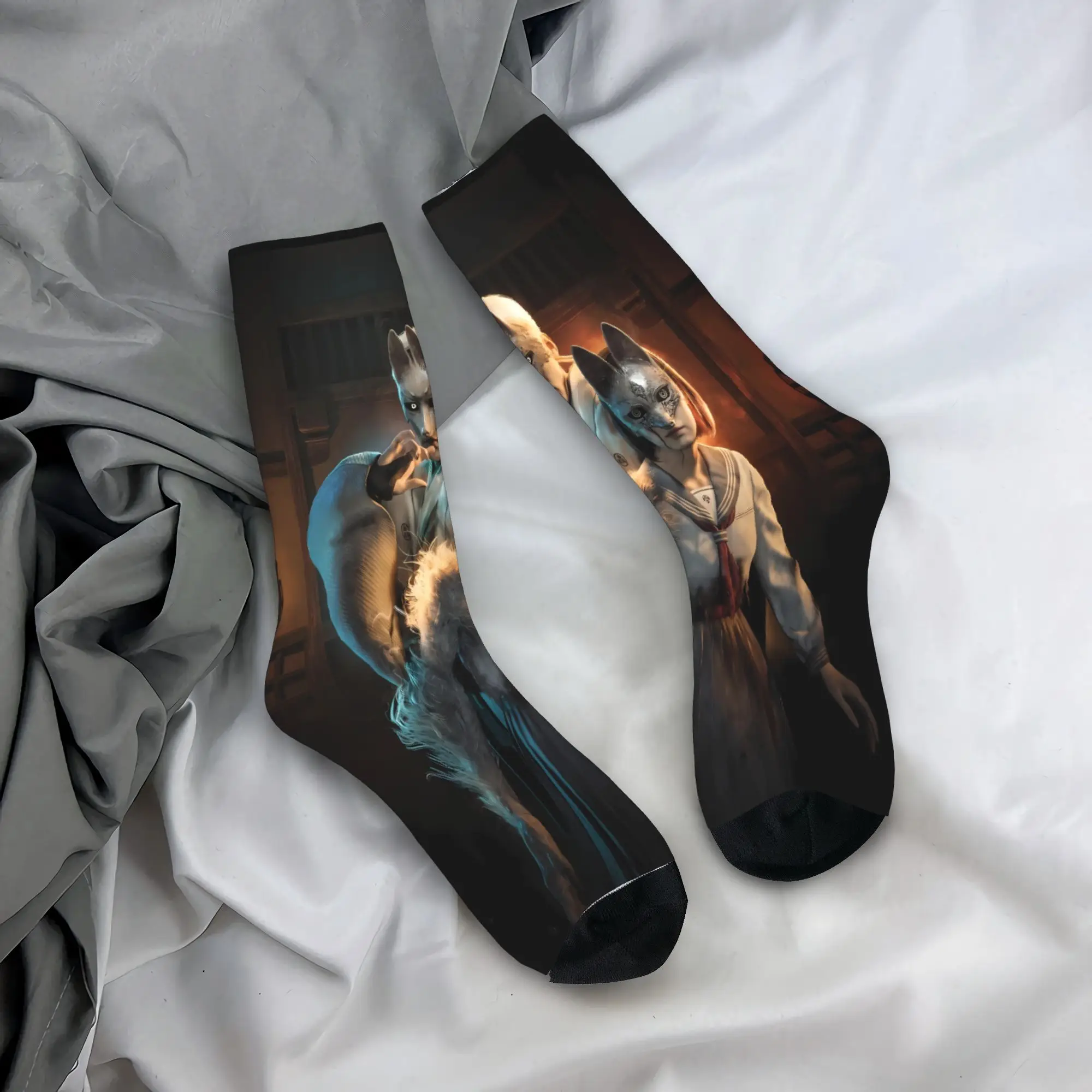 

Silent Hill F Horror Game Stockings Funny Socks Adults Men Soft Breathable Socks Winter Skateboard Design Non Skid Socks Gift
