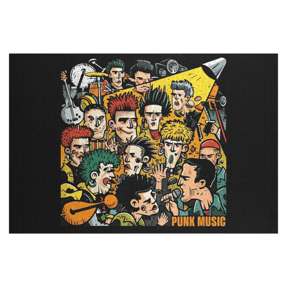 

Деревянный пазл с именем в стиле панк-музыки, персонализированный подарок для малыша, деревянный пазл с индивидуальной гравировкой имени