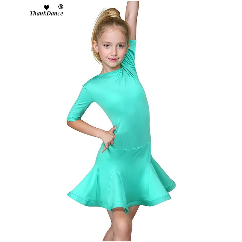 Abito da ragazza latino-americana Abito da ballo latino Tango ChaCha Samba Costumi da spettacolo per abbigliamento da competizione latino per bambini