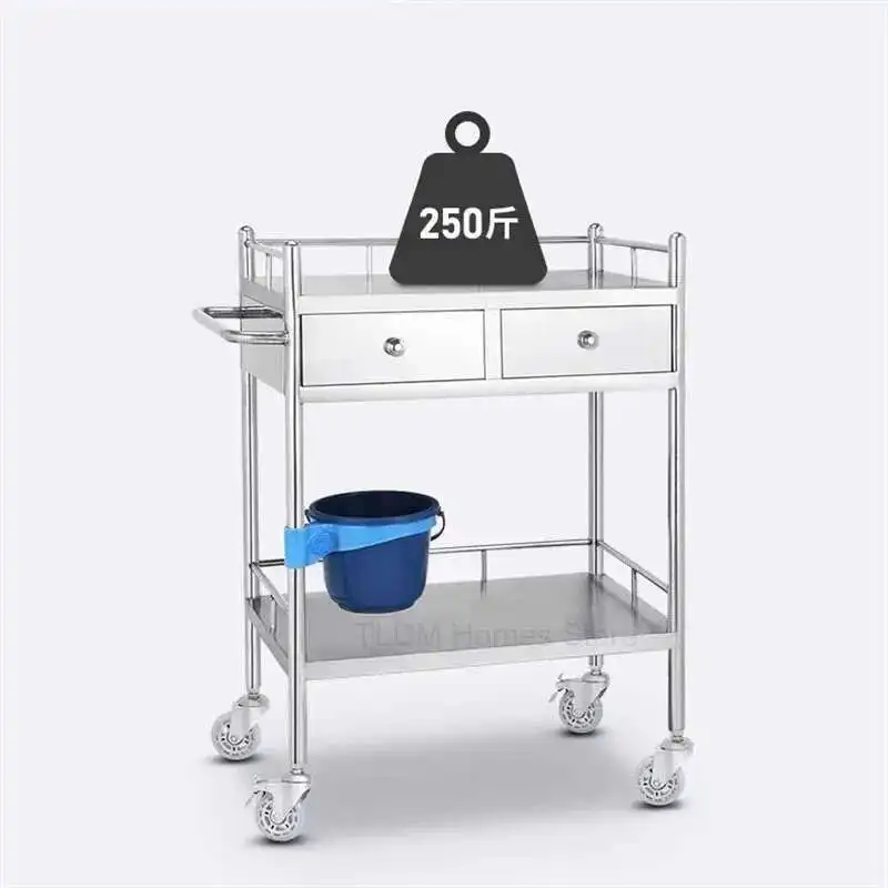 

Thickened Stainless Steel Medical Beauty Trolley Rack Surgical Instrument Trolley Instrument Table Nurse Dressing Small Cart M