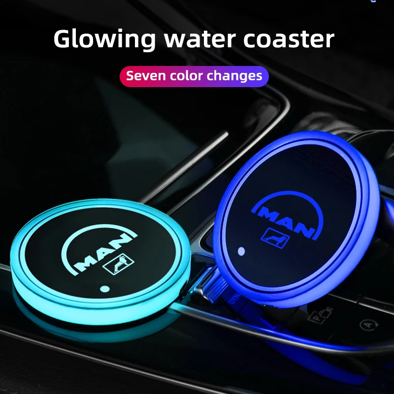 MAN TGX TGM TGS TGE auto induzione colorata atmosfera modificata luce auto sottobicchiere d\'acqua luminoso pad antiscivolo