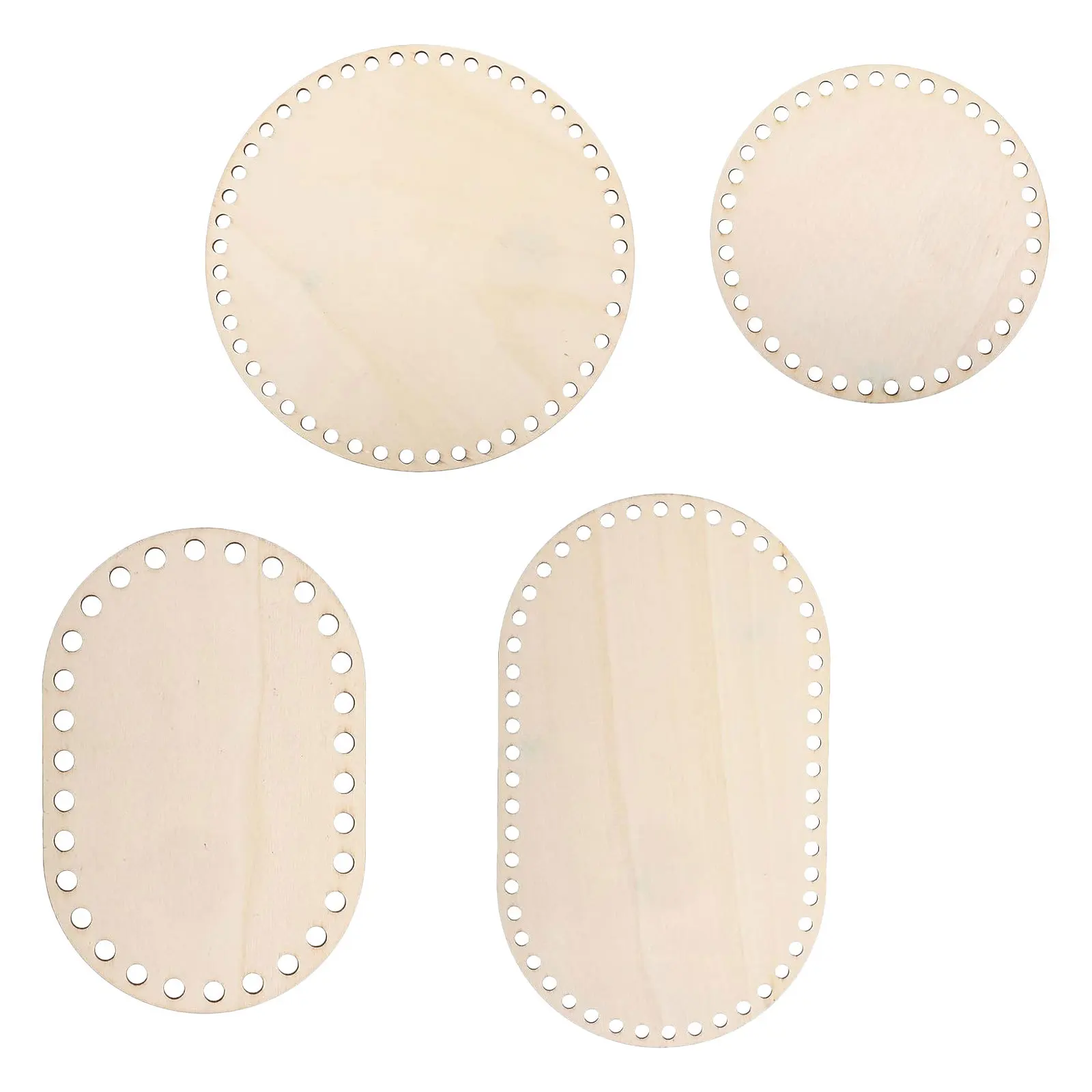 

4Pcs Versatile Wooden Basket Bottoms Unfinished Wood Base for DIY Basket Weaving Knitting Bases Home Decoration 15Cm 25Cm 20Cm