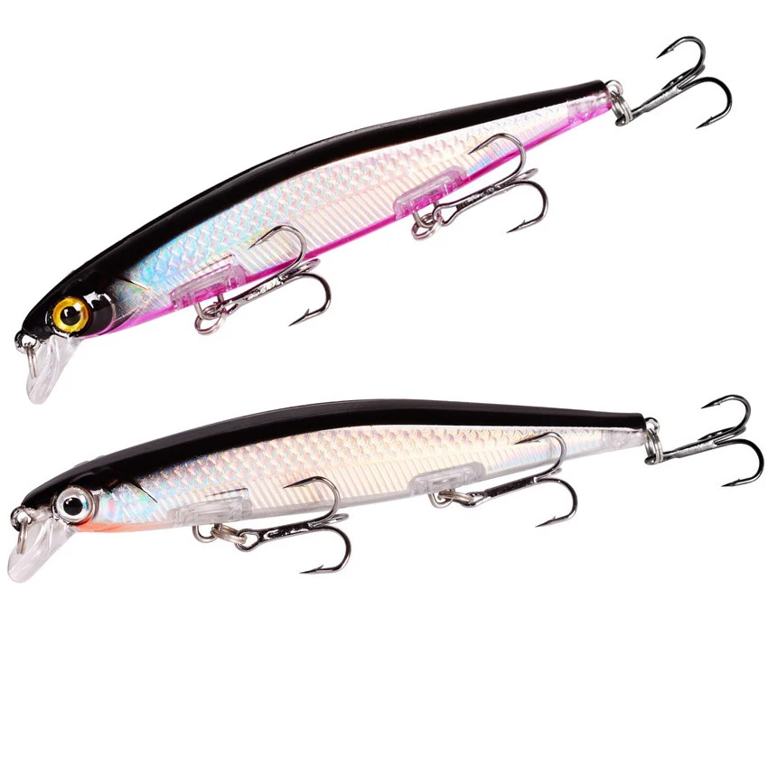 Przynęty wędkarskie 11cm 12.5g Tonące woblery Minnow Plastikowe sztuczne przynęty z 3 haczykami na szczupaka Bass Carp Swimbait Fishing Tackle