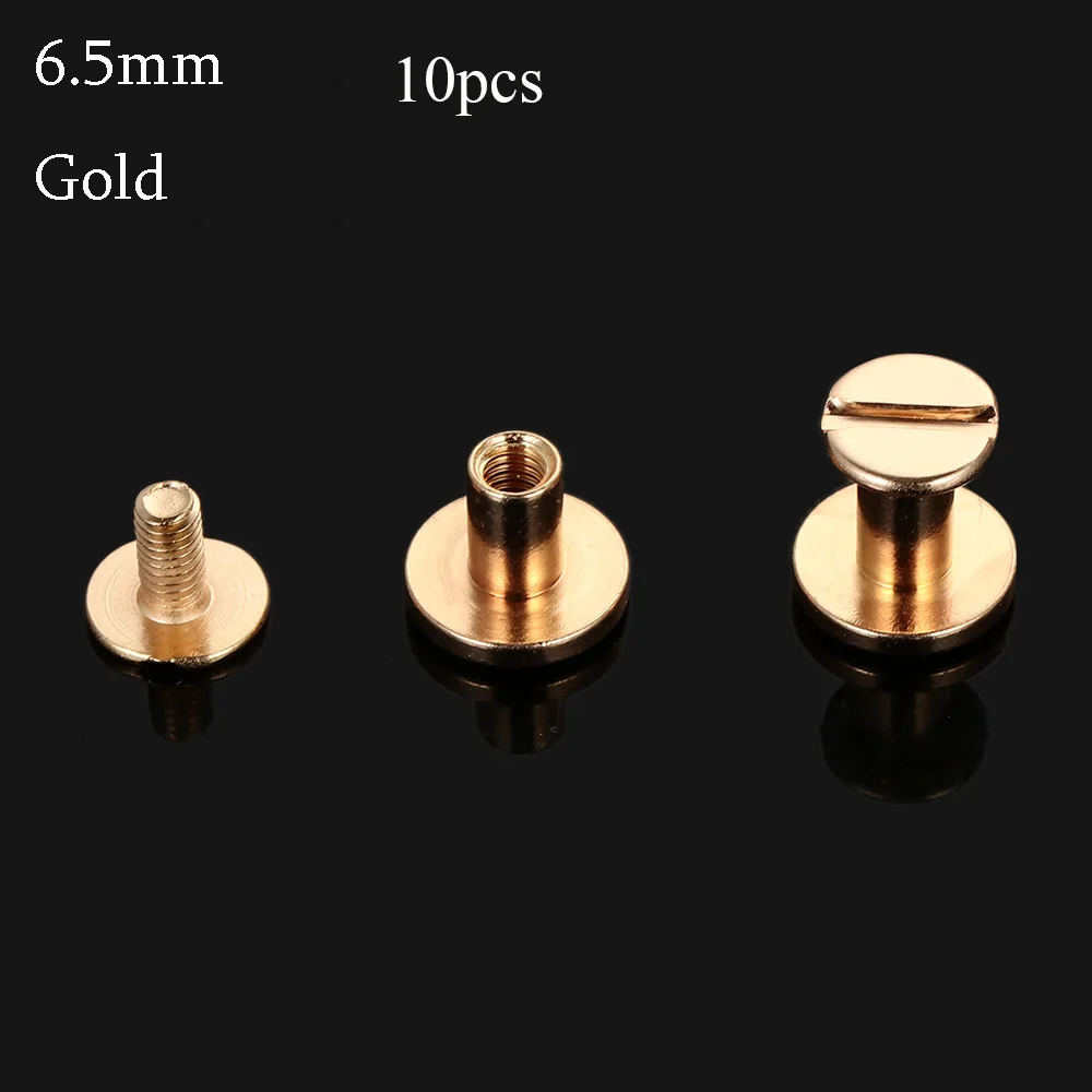 10 pcs 5/6.5/8mm DIY Brass Nail Clothes/Bag/Shoes Solid Nail Bolt Strap Rivets Screw Round Head Screws Leather Craft
