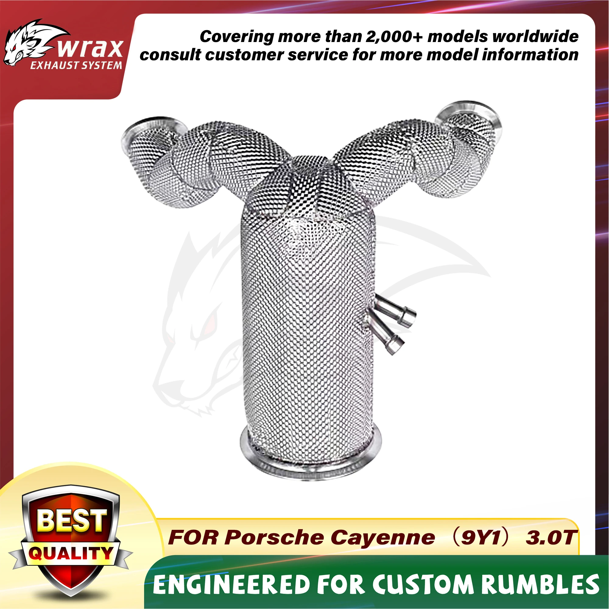 

High Flow Catalyzed Downpipe WRAX Exhaust for Porsche Cayenne 9Y1 3.0T High Quality SS304 Pipe with Heat Shield