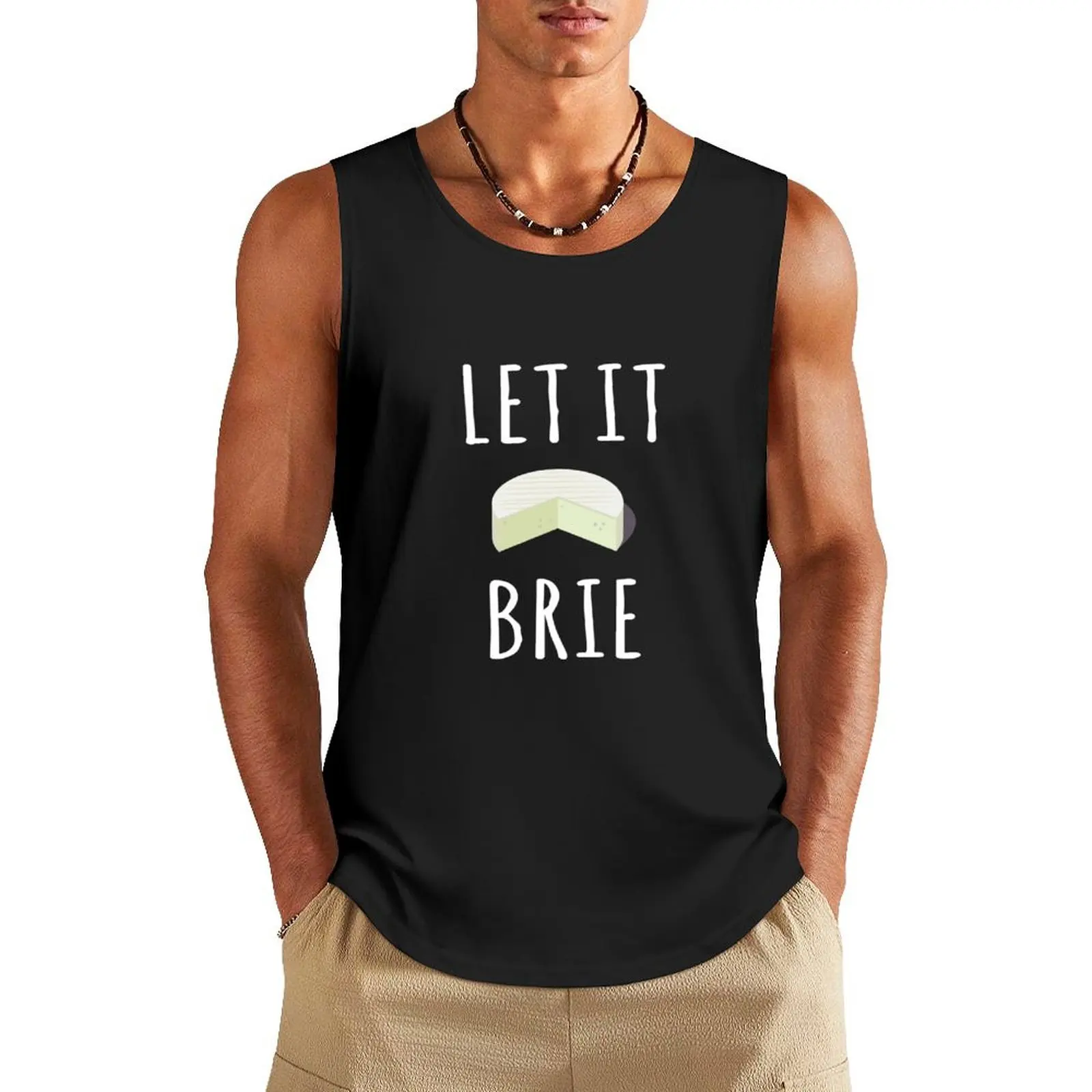 

Рубашка Let It Brie, забавная футболка для любителей сыра, майка для спортзала, мужские футболки, аксессуары для спортзала, мужские