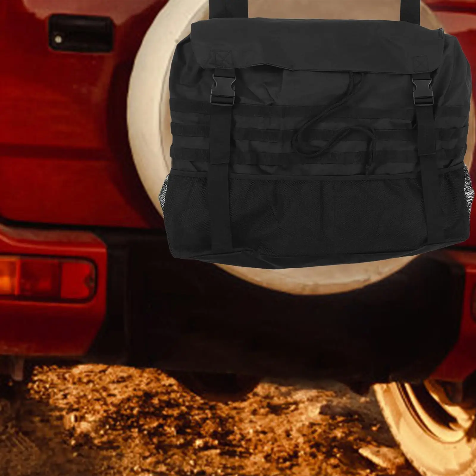 Car Tailgate Trash Bag Oxford Cloth Storage Practical Organizer Adjustable for Spare Tire and Camping Tools