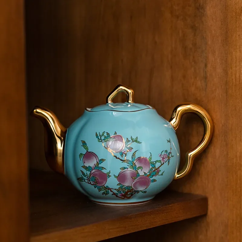 Ceramic teapot Fushou nine peach Phnom Penh decorative household teapot with gifts
