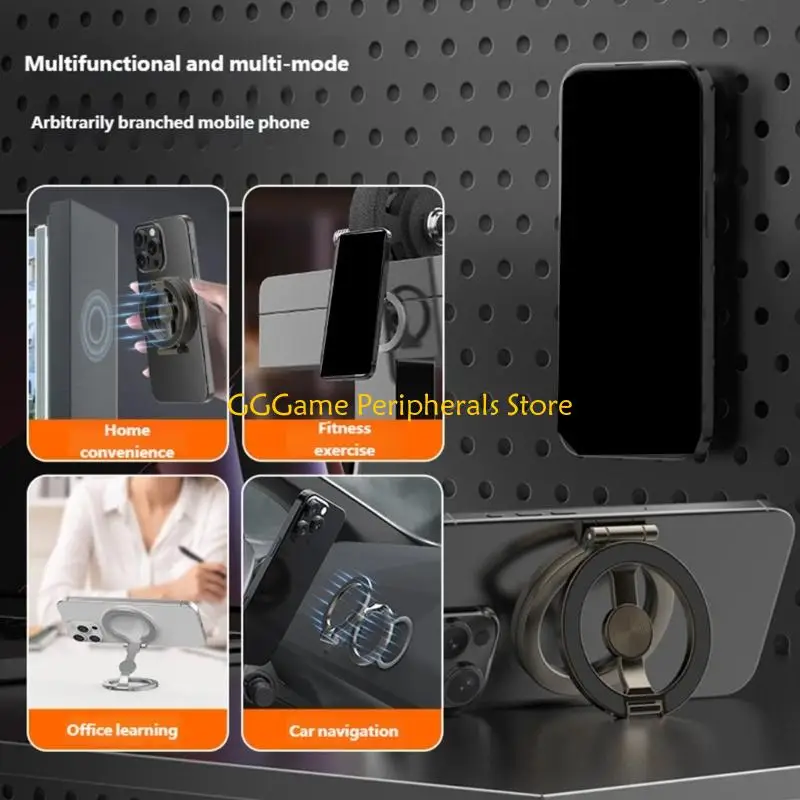 

U55B Rotating Phone Stand with Foldable Double Hoop Holder and Antislip Base for Tabletop Use