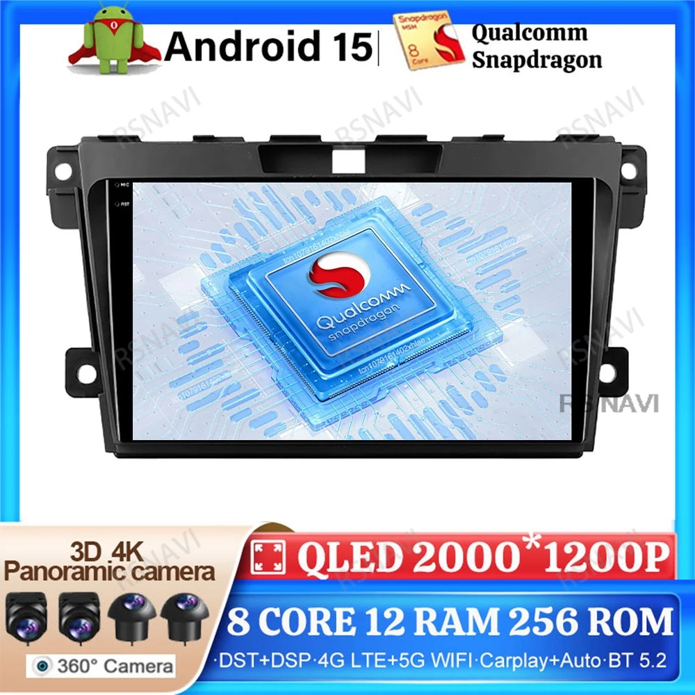 

Android 15 Car Radio For Mazda CX-7 CX7 2008 2009 2010 2011 2012 2013-2015 Navigation Viedo Player DVD Head Unit Stereo Qualcomm
