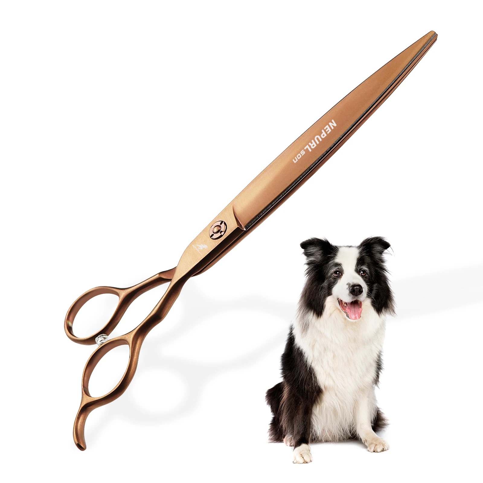 

7.5 Inch Rose Gold 440c Straight Small Teeth Scissors Paint Shaped Scissors Pet Grooming Veterinary Scissors