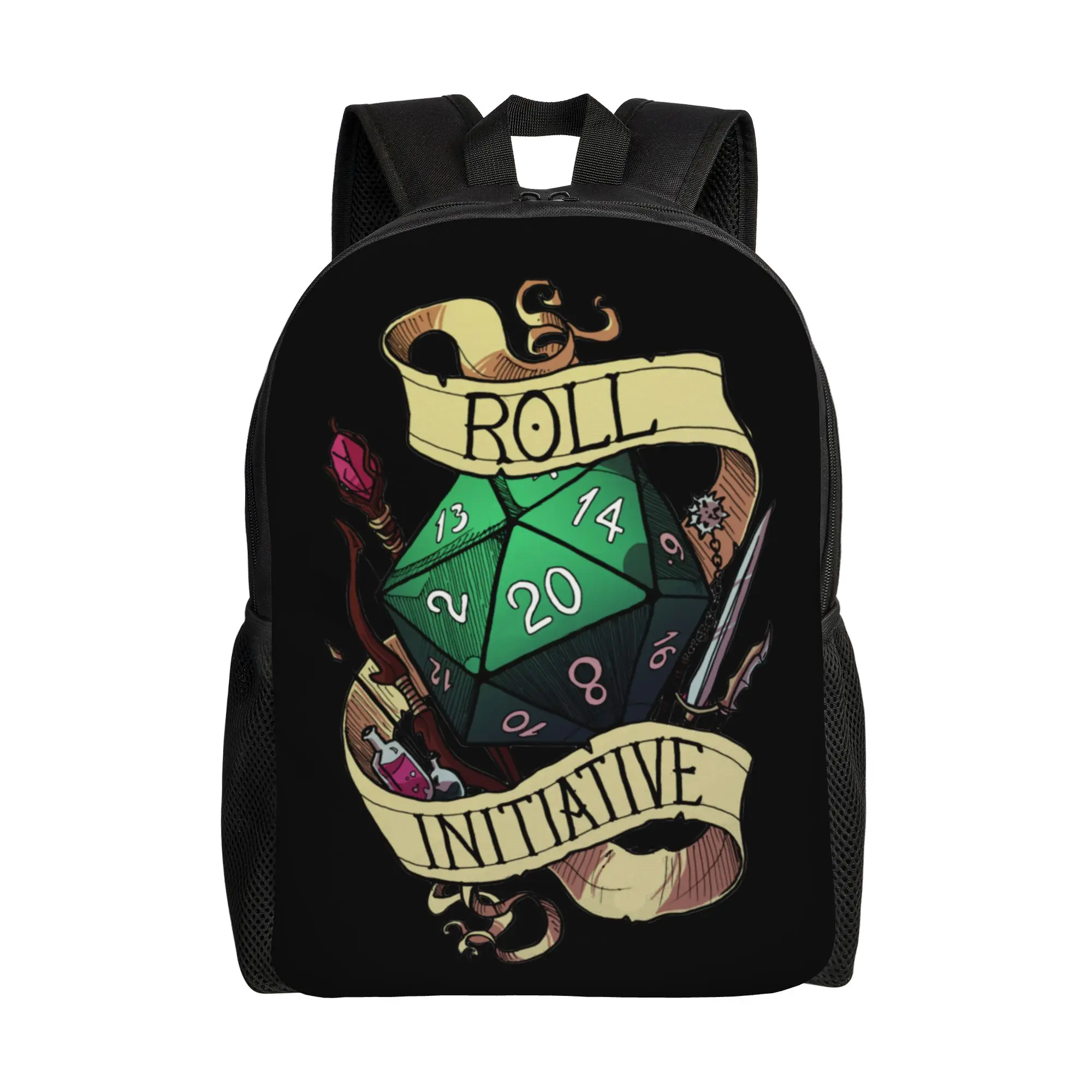 

Рюкзак Dungeon Dragon Roll Initiative для мужчин, женщин, подростков, студентов, деловой рюкзак, сумка через плечо для ноутбука, прочная сумка через плечо