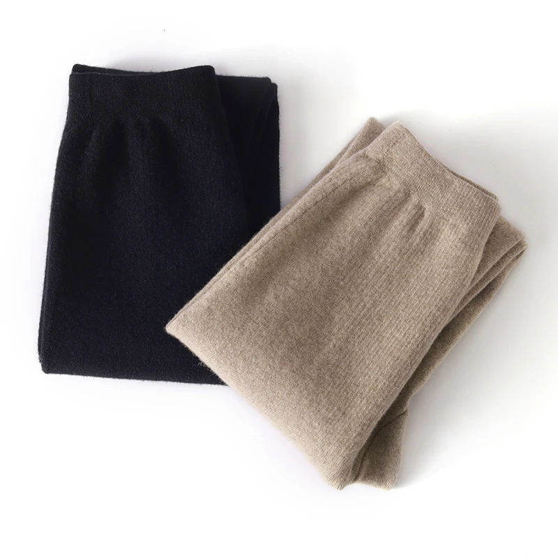 

Women's high-waisted, seamless, warm, and stylish cashmere knit pants
