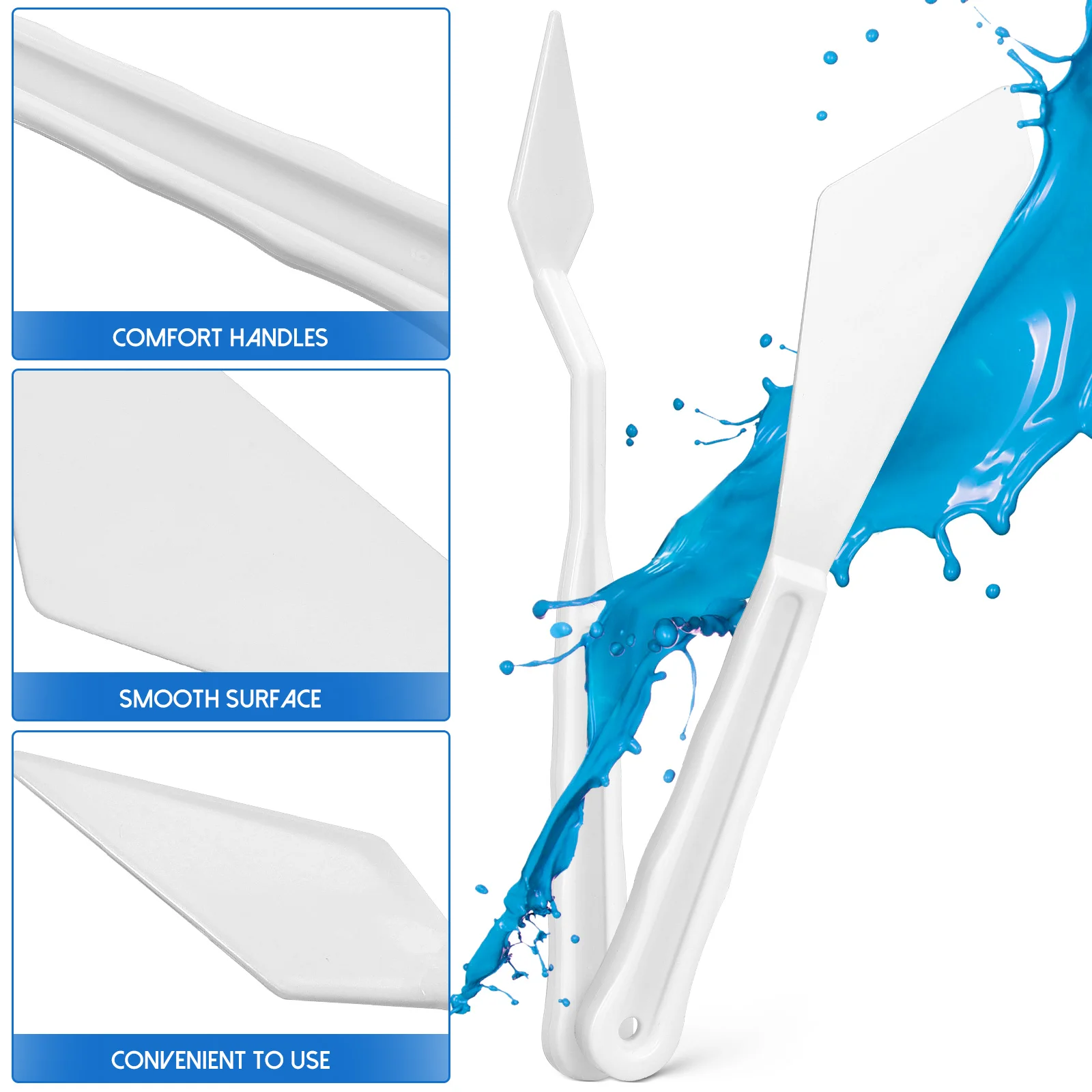 

6 Piece Plastic Scraper Set Oil Paint Spatulas for Pigment Mixing Artists Painting Tools Sturdy Build Comfort Handles Assorted