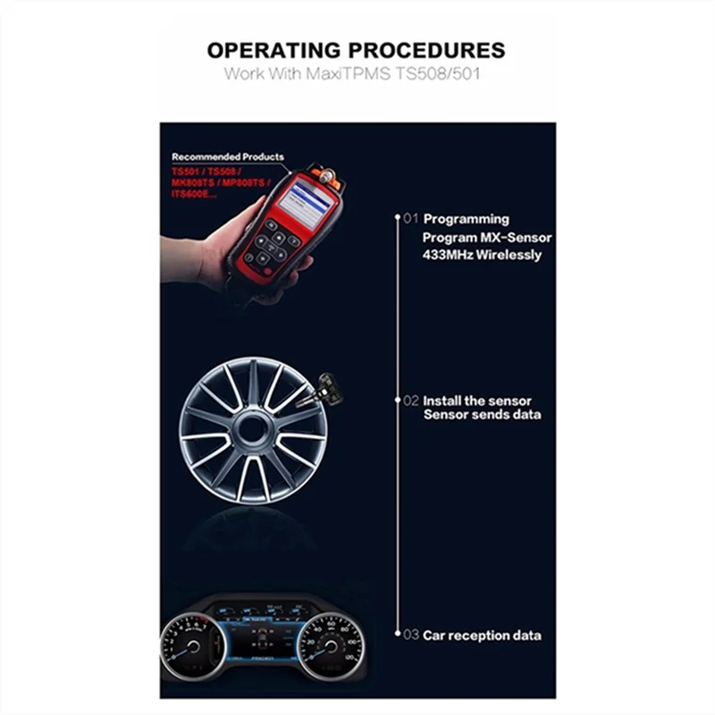 

A20K-3Pcs Programmable MX Sensor For Autel Tool TS408 TS508 ITS600 315MHZ+433Mhz 2 In 1 Universal TPMS Tire Pressure Sensor