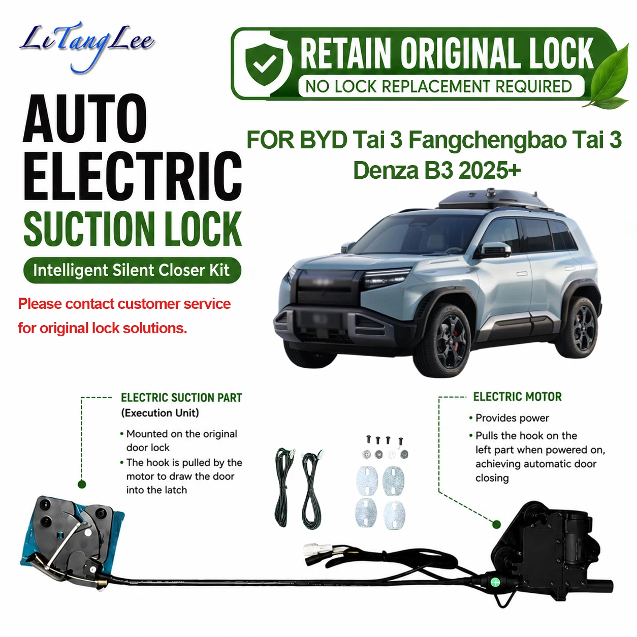 For BYD Tai 3 Fangchengbao Tai 3 2025+ Electric Soft Close Door  Kit Automatic Door Closing Plug & Play Original Lock Retained