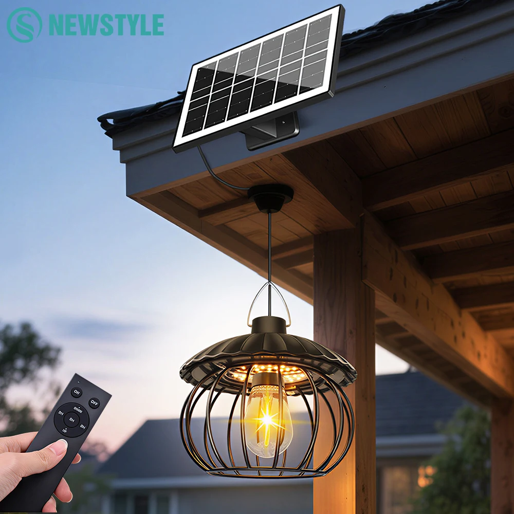 ソーラーledペンダントライト-リモコン＆タイマー付き-ip65防水-屋内外兼用-吊り下げランプ-ガーデンハウス、ガゼボ、パティオ用