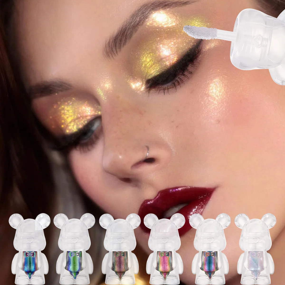 Płynny cień do powiek kameleon Perłowy matowy Drobny połysk sceniczny Rozświetlacz Cień do powiek niedźwiedź delikatny wszystko z influencerek