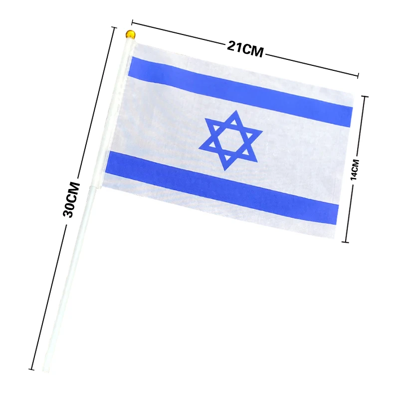 EOODLOVE 10/20/50 Pcs 14 * 21cm Israel Handheld Flags with Plastic Sticks Outdoor Activities Israel Banner