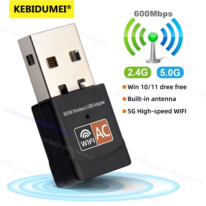 

USB WiFi Adapter 2.4GHz 5GHz 600M WiFi Antenna Dual Band 802.11b/n/g/ac 300M Mini Wireless Computer Network Card Receiver For PC