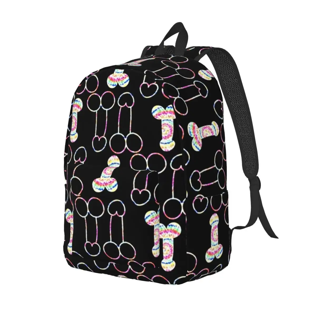 Tie Dye Penis Pattern Backpack Daypack Large Capacity Kids BookBag School Bag Shoulder Bags for Men Women