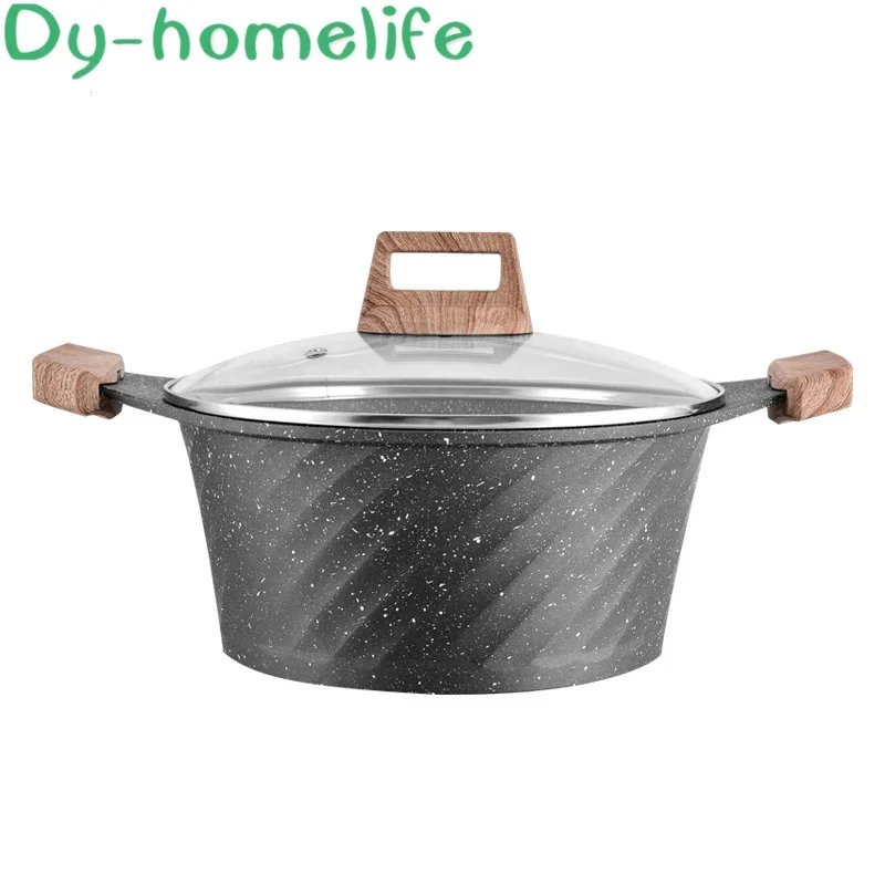 Medical Stone Nonstick Pan Wood Dual-Sided Stockpot Kitchen Household Stewing Pot Kitchenware Open Flame Induction Cooking